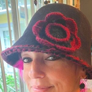 Wool crochet cloche bowler from Scotland